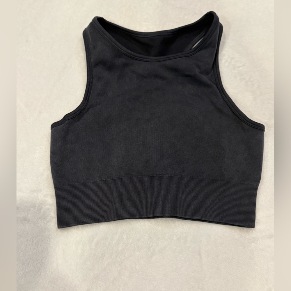Mono B Black Crop Fitted Tank Top